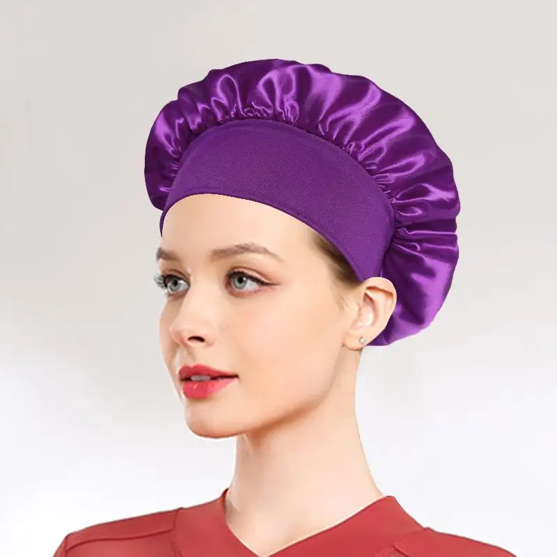 2 Stück Satin-Schlafhaube mit breitem, weichem Gummiband, Kopftuch, Schönheitskappe, Haarschutz zum Schlafen, Haarpflege – Detail 10