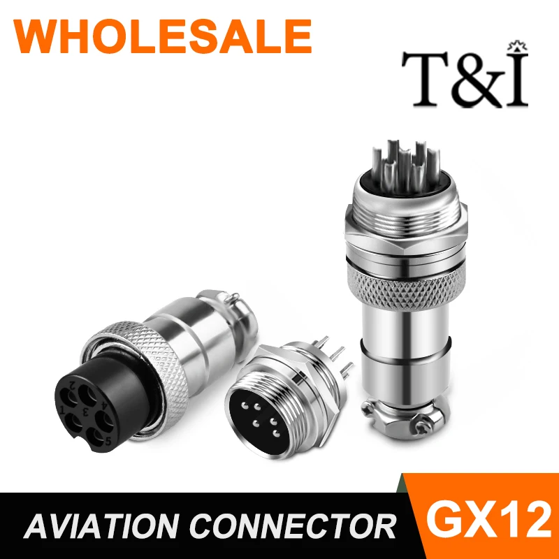 

10 Set GX12 2 3 4 5 6 7 Pins Male & Female Docking Aviator Aviation Plug Socket Circular Nut Connector Cable Connector