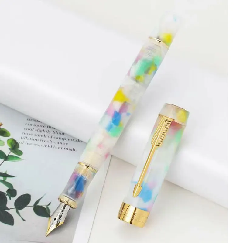 Jinhao 100 Fountain Pen  Commemorative Resin Good Pen Nib 18 kgp Gold Sandwiched Thin Tod Small Business Office Gift Pen