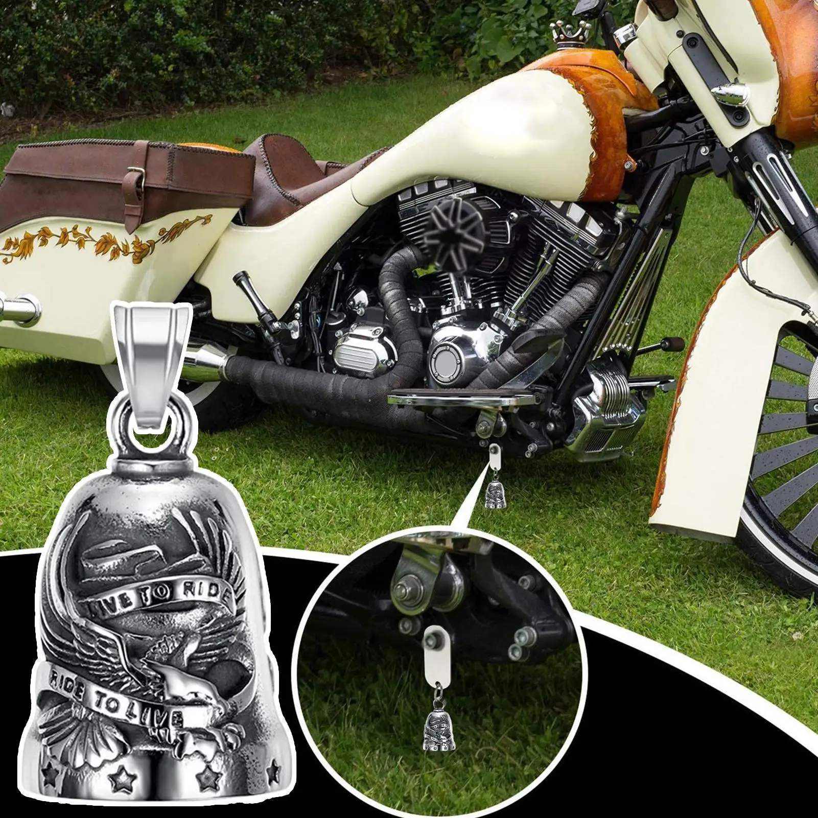 Stainless Steel Motorcycle Bell Eagle Bicycle Accessory Biker Bell Pendants For Riders Driving Commuting Riding Trip Car Outdoor