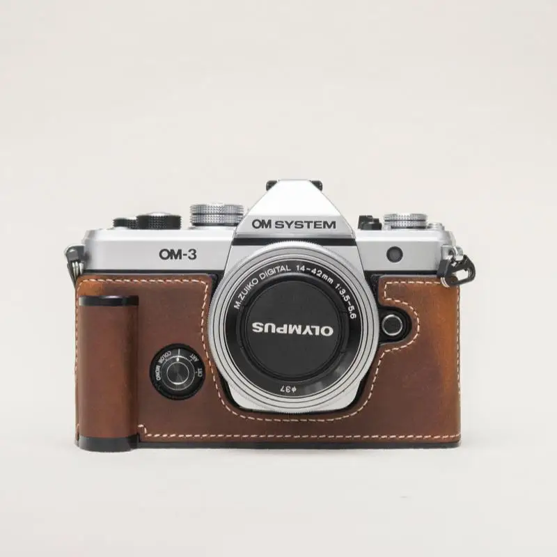 2026 New Camera Bag for Olympus OM-3 Handle Leather Case; OM-3 Protector; Genuine Leather Wrist Strap Shoulder Strap