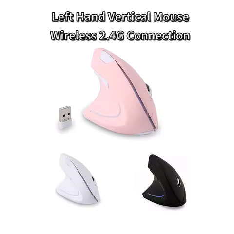 Wireless 2.4G Vertical Mouse For Left Hand Mause Side Keys DPI Button 1600DPI Office Use For Big Hand Plug And Play PC Parts