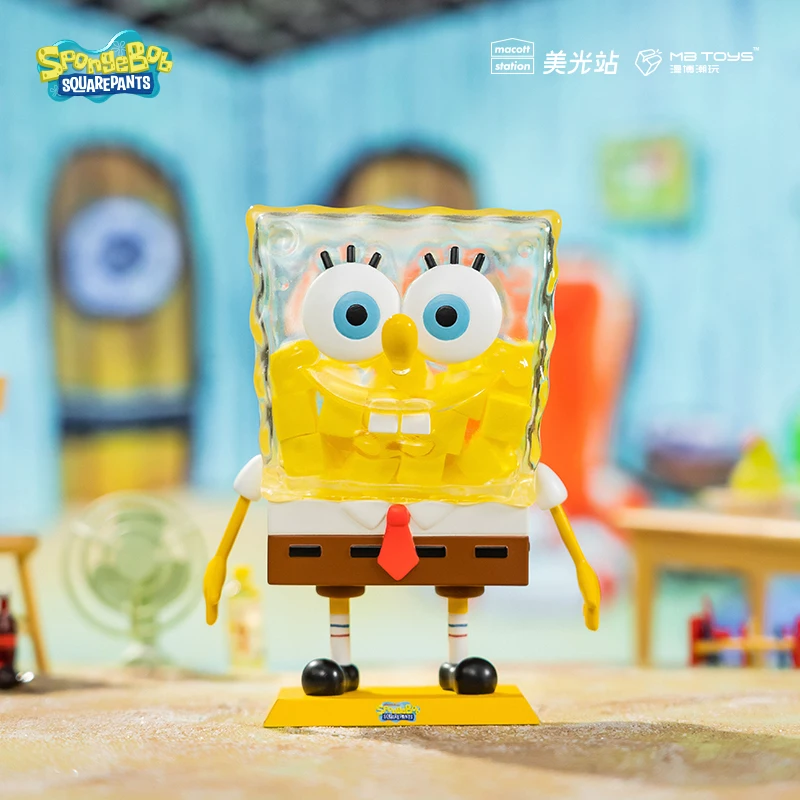 

Creative Lovely Animation Spongebob Squarepants Transparent Color Series Pvc Blind Box Toys Office Desktop Kawaii Decoration