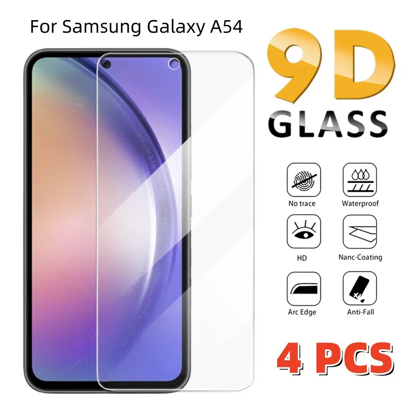 Vetro temperato 4 pezzi per Samsung Galaxy A54 A53 A33 A25 A24 A23 A14 prevenzione delle cadute antigraffio per la protezione dello schermo Galaxy