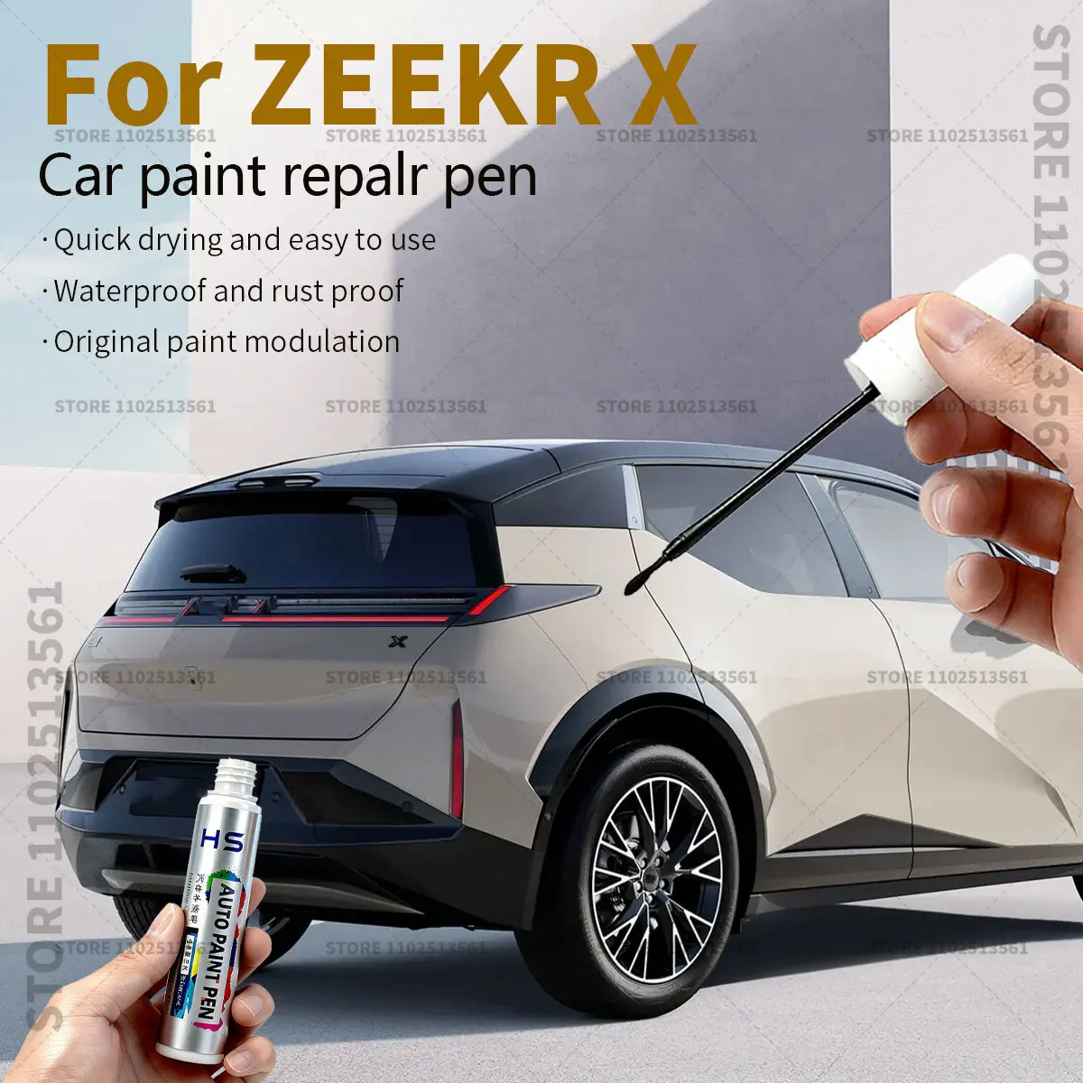 For ZEEKR X Car Paint Repair Pen Touch Up Scratch Remover DIY Auto Accessories White Blue G81 Beige K34 Gray C37 Green 145 Pink