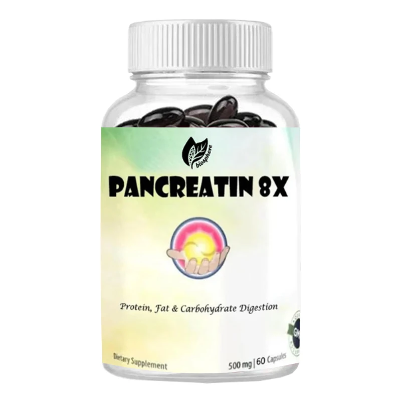 Supplement 8X Enzyme Supplement 500mg, Promotes Protein and Carbohydrate Health Support for Optimal Digestion -60 Capsules