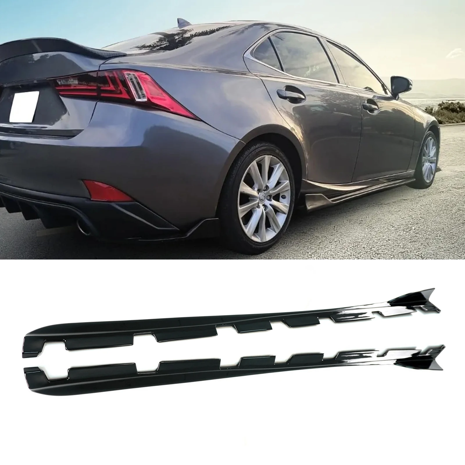 For Lexus IS200t IS300 IS350 2014-2020 A Pair Car Side Skirt Extension AR Style Body Kit Carbon Fiber Style/Matte/Glossy Black