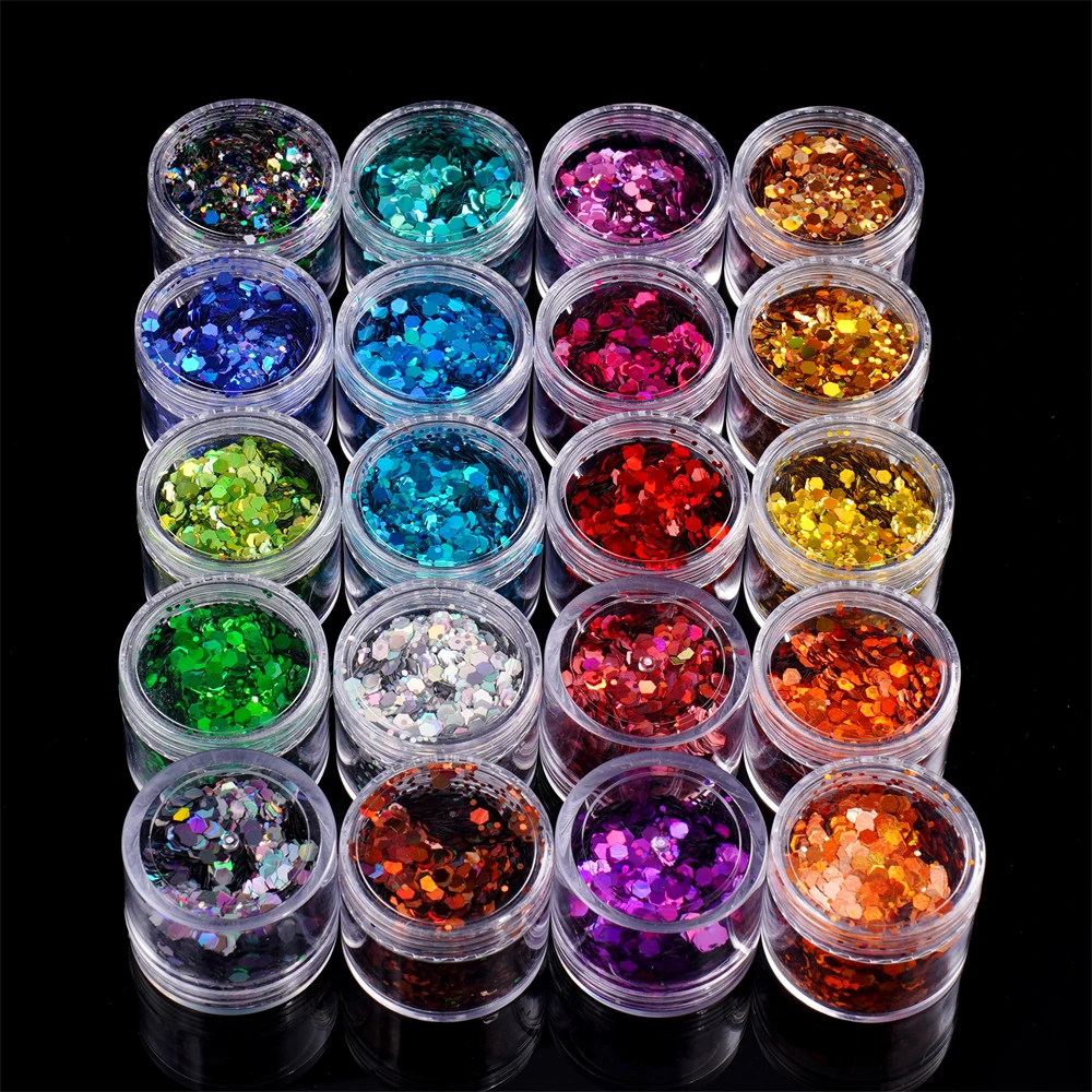 

9g/box Laser Mixed Hexagon Shape Chunky Glitter Nail Sequin Epoxy Resin Silicone Mold Filler for DIY Craft Jewellery Making