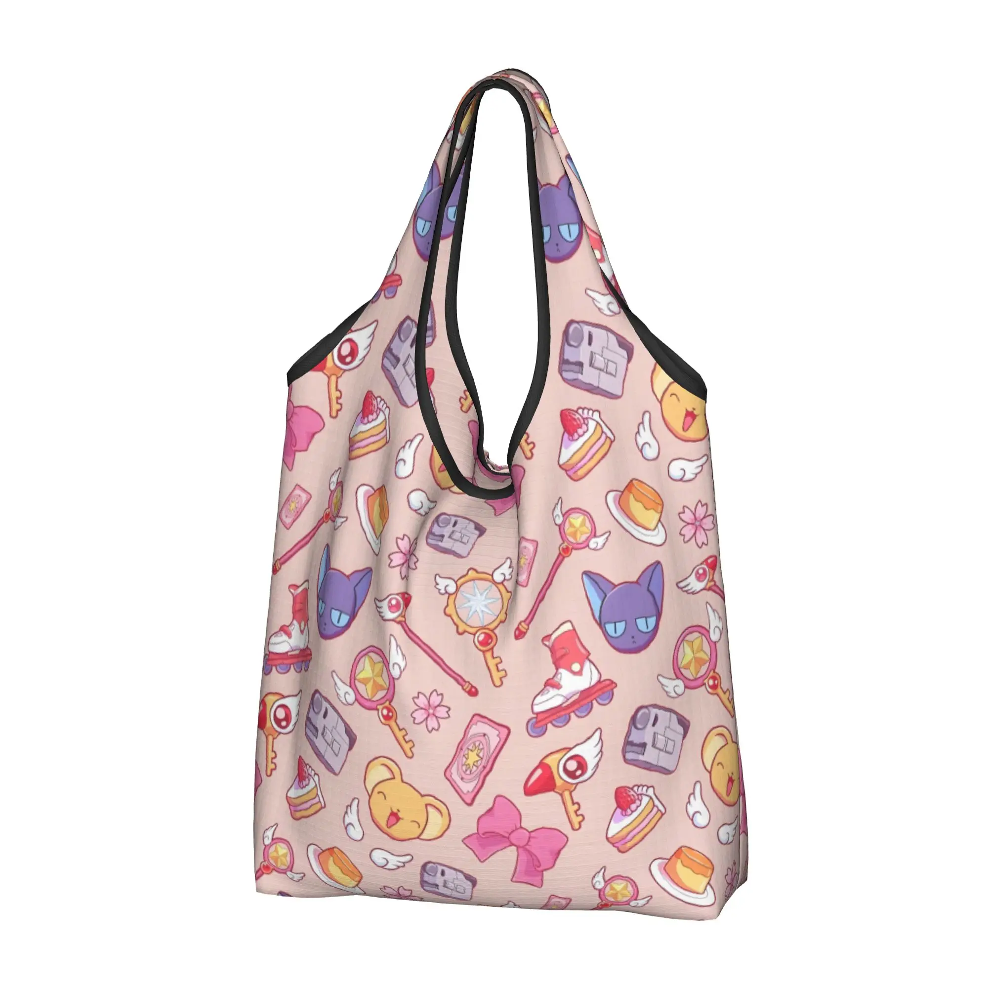 Cute Japane Anime Cardcaptor Sakura Cartoon  Groceries Tote Shopping Bags  Kawaii  Shoulder Shopper Bags Large Capacity Handbags