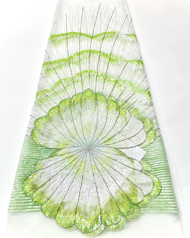 

Fashion African Lace Fabric 2026 High Quality French Beaded Luxury Tulle Lace Nigerian Sequins Net Lace Fabric For Dress Wedding