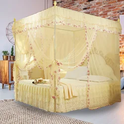 Bed Curtain Luxury Princess 3 Side Openings Post Bed Curtain Canopy Netting Mosquito Net Bedding Mosquito Net Mosquito Netting
