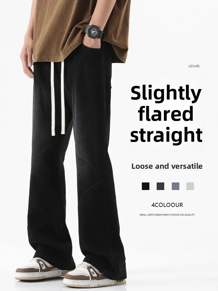 

Slim Fit Straight Leg Jeans Men's Summer Thin American High Street Long Pants Wear Resistant Cotton Polyester Blend Casual Jeans