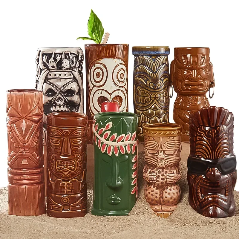 60 Type Hawaiian Tiki Mug Ceramic Cocktail Glasses Bar Wine Glass Decorations Ornaments Glasses for Drinks Personalized Gift