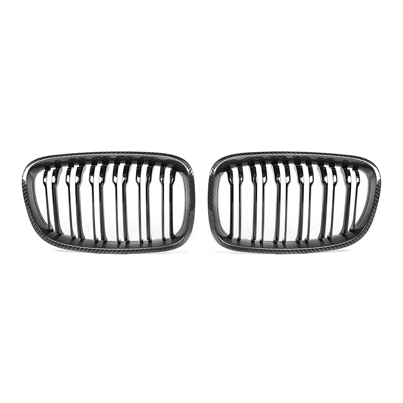 F20 Grill Dry Carbon Fiber Double Slats Grill For BMW 1 Series F20 Pre-LCI 2012 2013 2014 2-Slat Front Bumper Grille