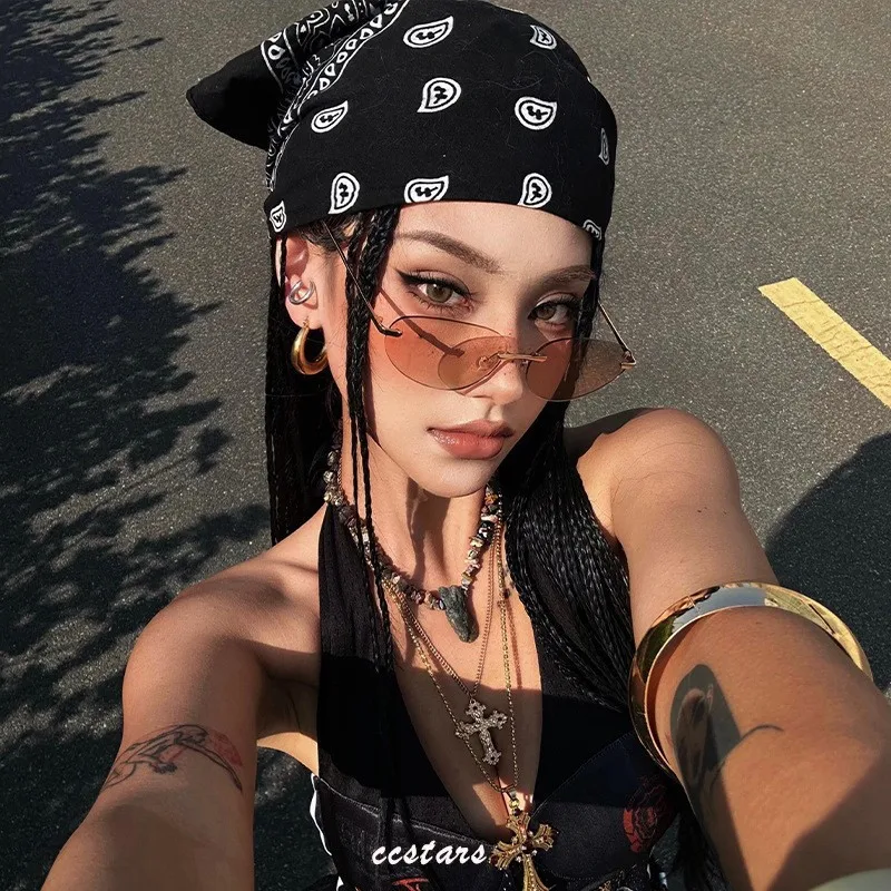 Unisex Silk Satin Square Head Scarf, Hair Wrap, & Tube Top for Streetwear & Festival Rave Outfits