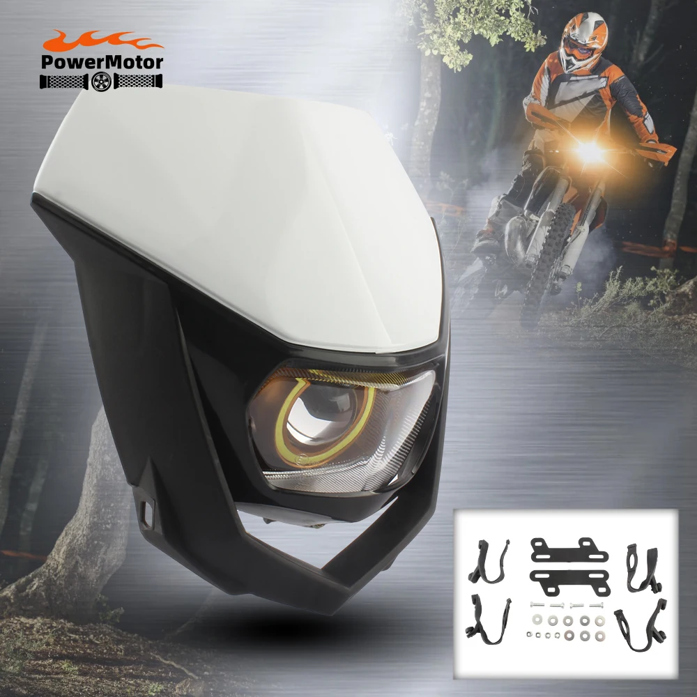 Motorcycle Headlight For Honda Kawasaki Yamaha Motocross Accessories Universal Front Head Light Dirt Bike Enduro LED Headlight