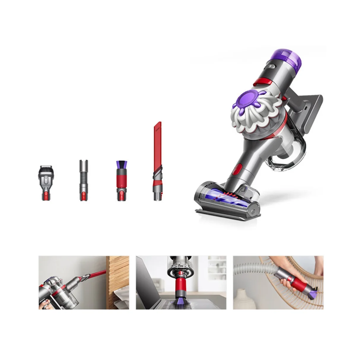 6PCS Replacement Attachments for V8 FOCUS Mattress Vacuum Cleaner Front Filter&Rear Filter Dusting Suction Head