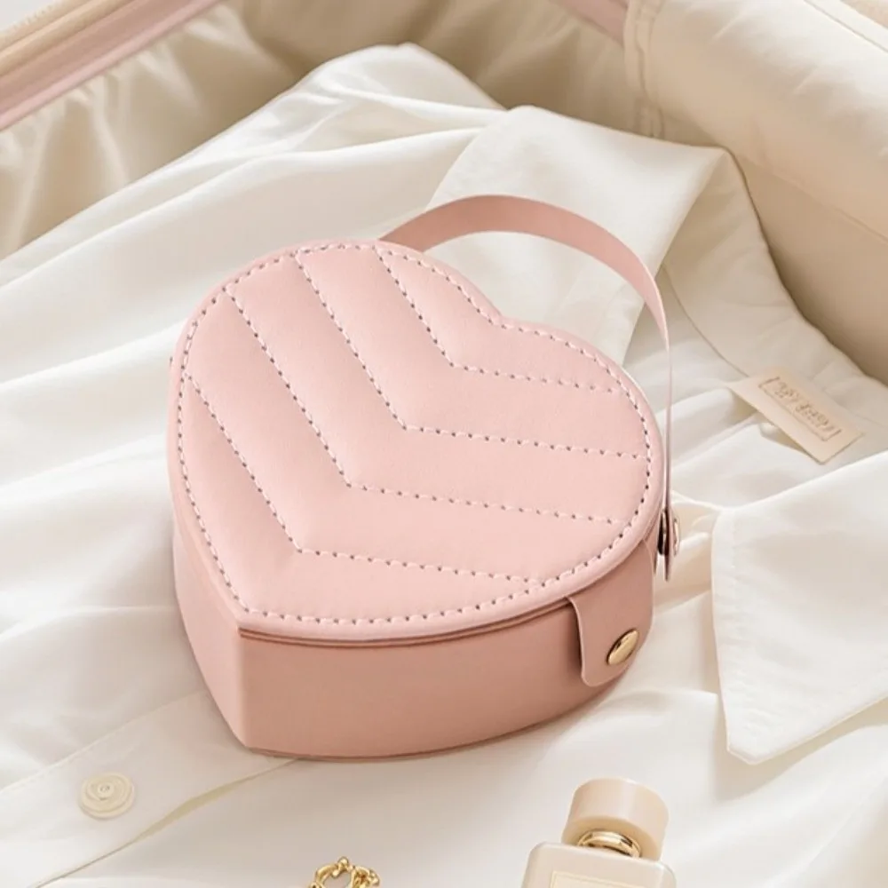 

Portable Jewelry Storage Box Heart-shaped Storage Box Jewelry Organizer Compact Earring Holder Valentine Gift Packaging Box