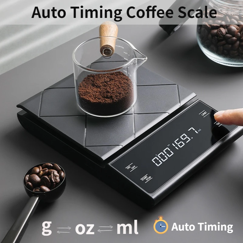 USB Charging Kitchen Coffee Scale with Timer LED Digital oz/Ib/g Electronic Scale Household Kitchen Food Scale