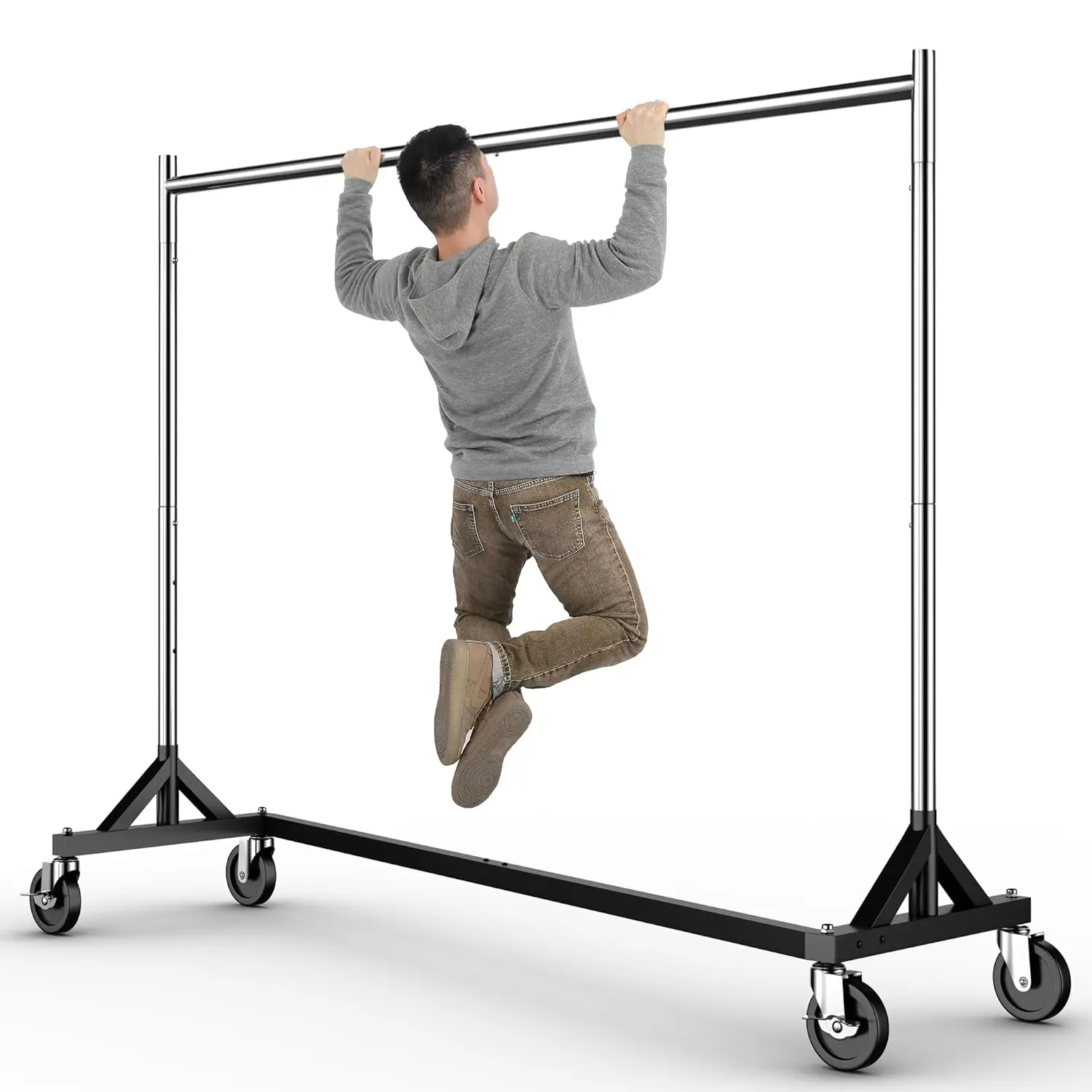 

Commercial Z Base Garment Rack Hold 500LBS Heavy Duty Clothing Rack Adjustable Rolling Clothes Rack for Hanging, Customized