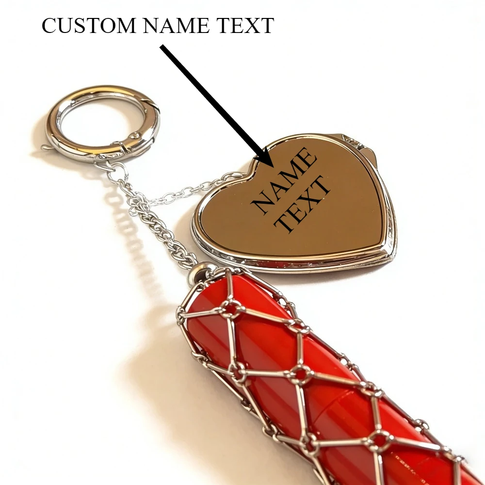 

Free Customization Keychain Silver Key Ring Mesh Lipstick Case Adjustable Keyring Bag Pendant Organizer Key Chain Accessory Gift