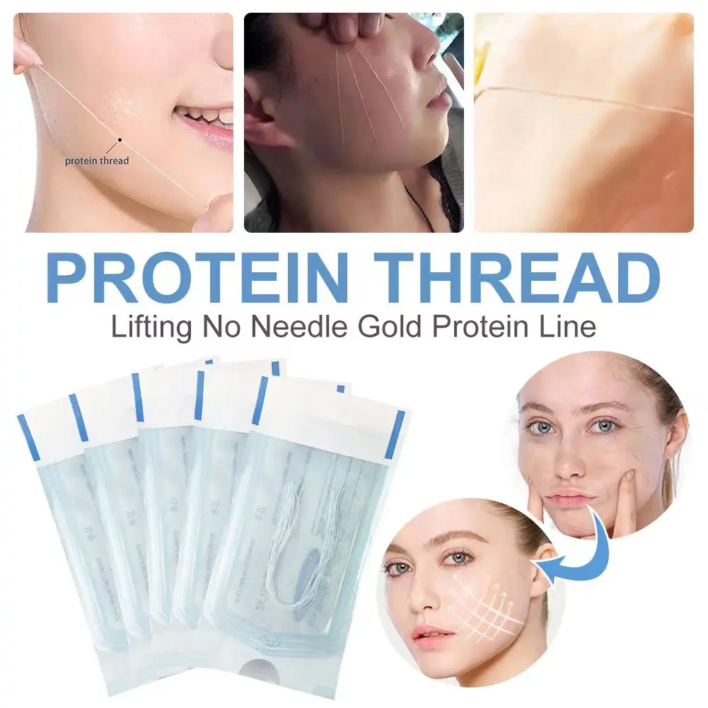 Collagen Facial Tensioners Thread Face Lifting No Needle Gold Protein Line Anti-Aging Wrinkle Removal Face Filler Protein Thread