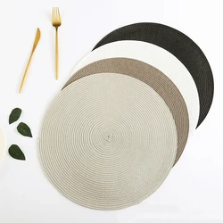 Round Braided Placemats 34CM Table Mats For Dining Tables Christmas Halloween Woven Washable Non-Slip Place Mats