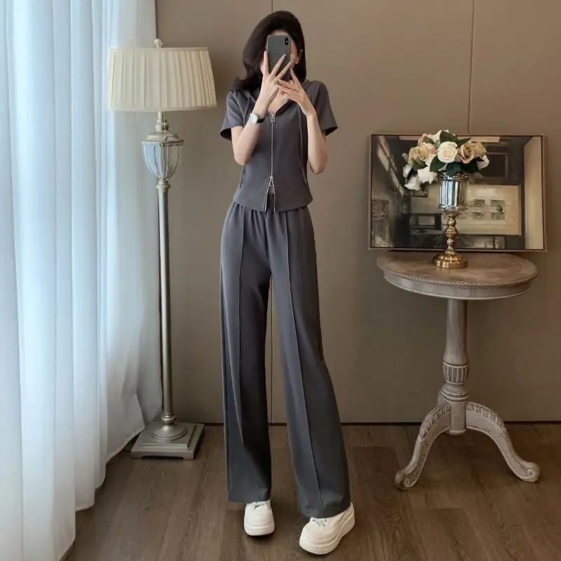 

Summer 2025 Women's Pants Two Piece Set Chic and Elegant Groups of Tailor New Matching Outfit Full in Classy Cozy Ladies Trouser