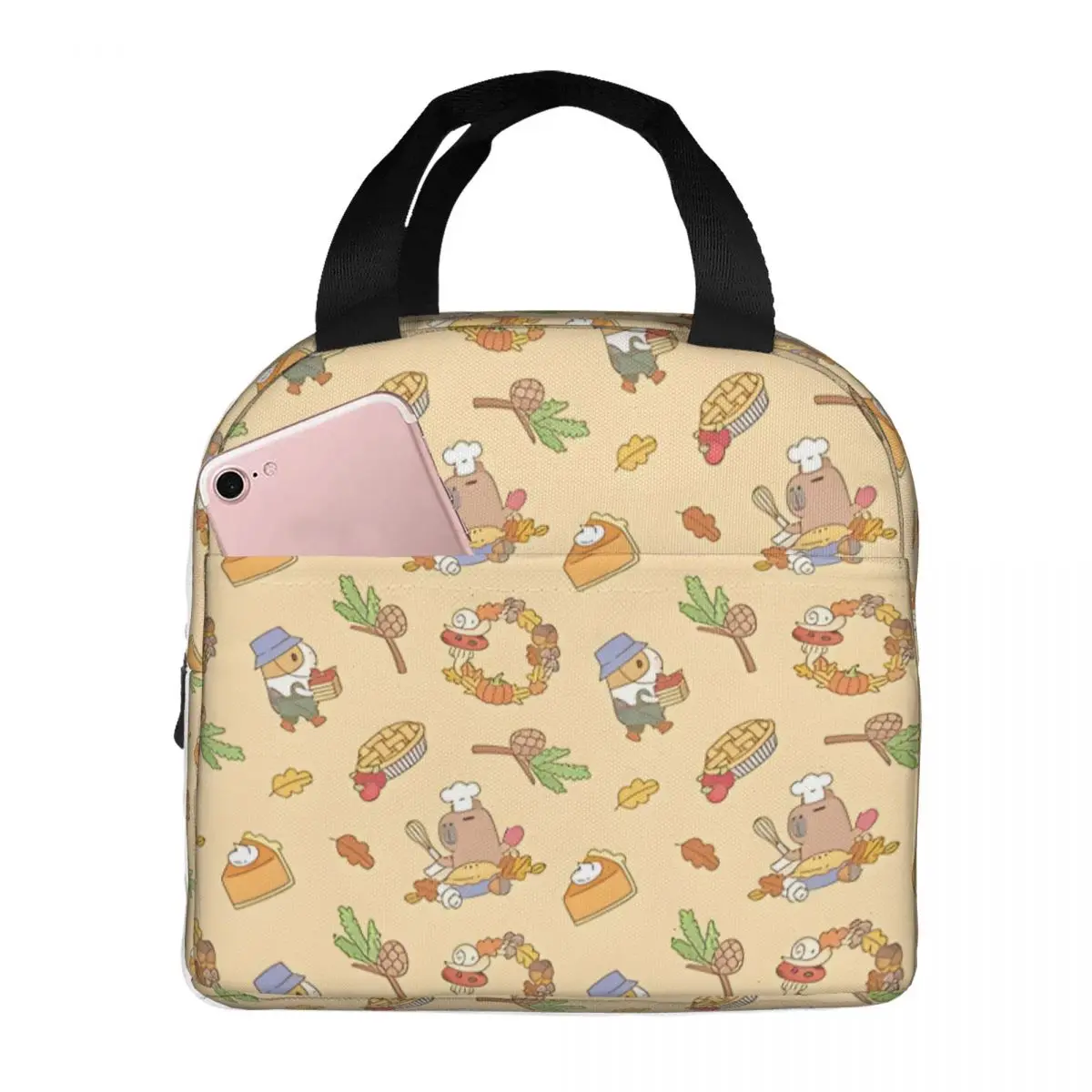 Strengthen Handles Lunch Box Bag Kawaii Cute Capy Tote C-Capybara Hiking Hand Bag For Kid