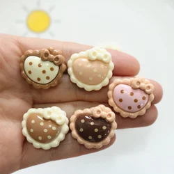10PCS Shiny Heart Bow Cookies Miniature Resin Flat Back Cabochons For Hairpin Scrapbooking DIY Home Decor Craft Accessories