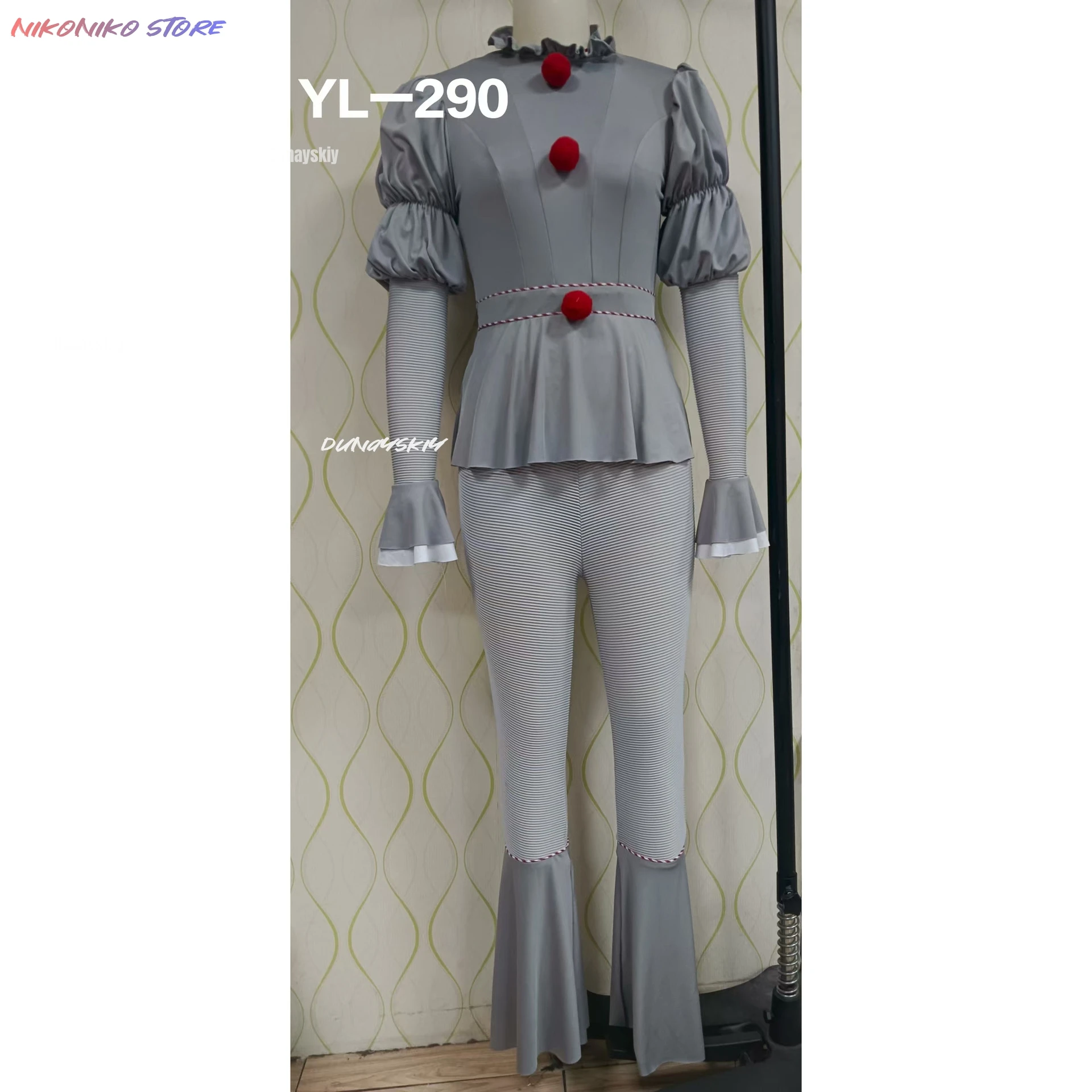 Pennywise تأثيري حلي هالوين فيلم مهرج شعر مستعار بانت Genderswap الرعب مخيف الرعب هالوين المرأة زي أنيمي S-xl #3