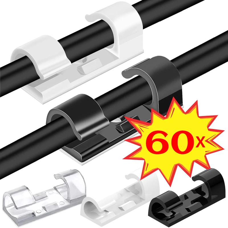 

Cable Manager Self-Adhesive Wire Holder Cord Organizer Buckle Clips Fastener Holder for Desk Office Wire Clamp Cable Organizers