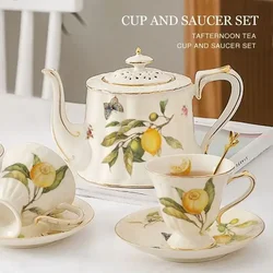 Lemon Cup Teapot Espresso Cups Europe Tea Cup And Saucers Set Ceramic Mug Coffee Cup Set With Dessert Plate Spoon Drinkware