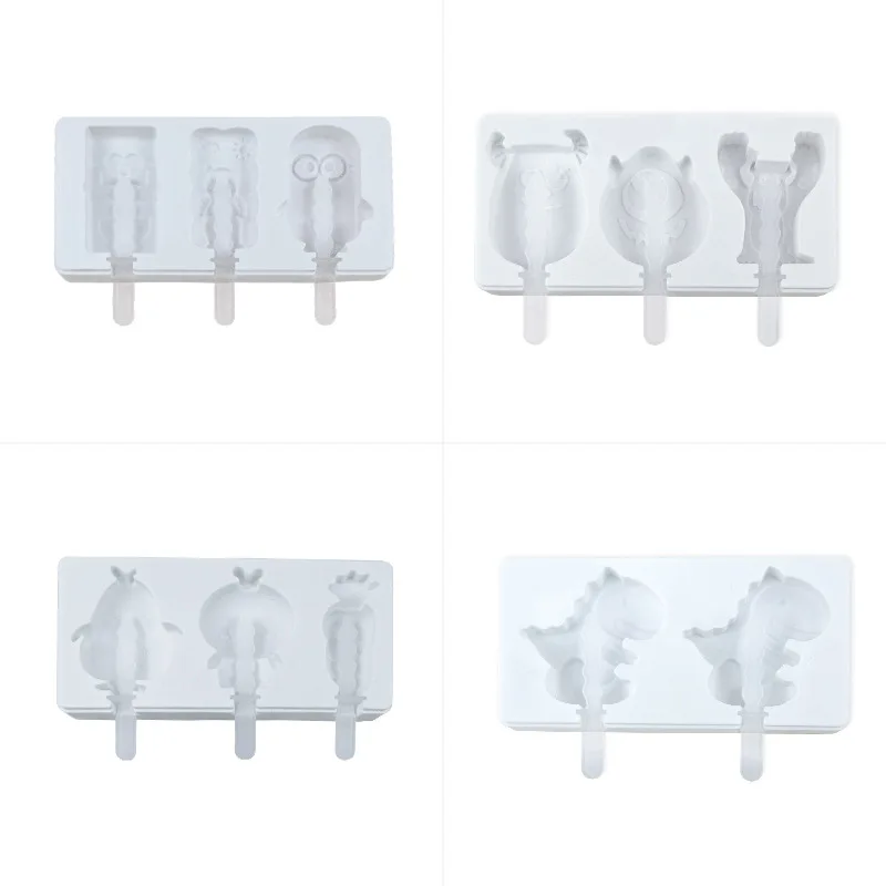 DIY Cartoon Animal White Ice cream Silicone mould Ice Cube Making Homemade Popsicle Chocolate Popsicle Ball Mold Random color