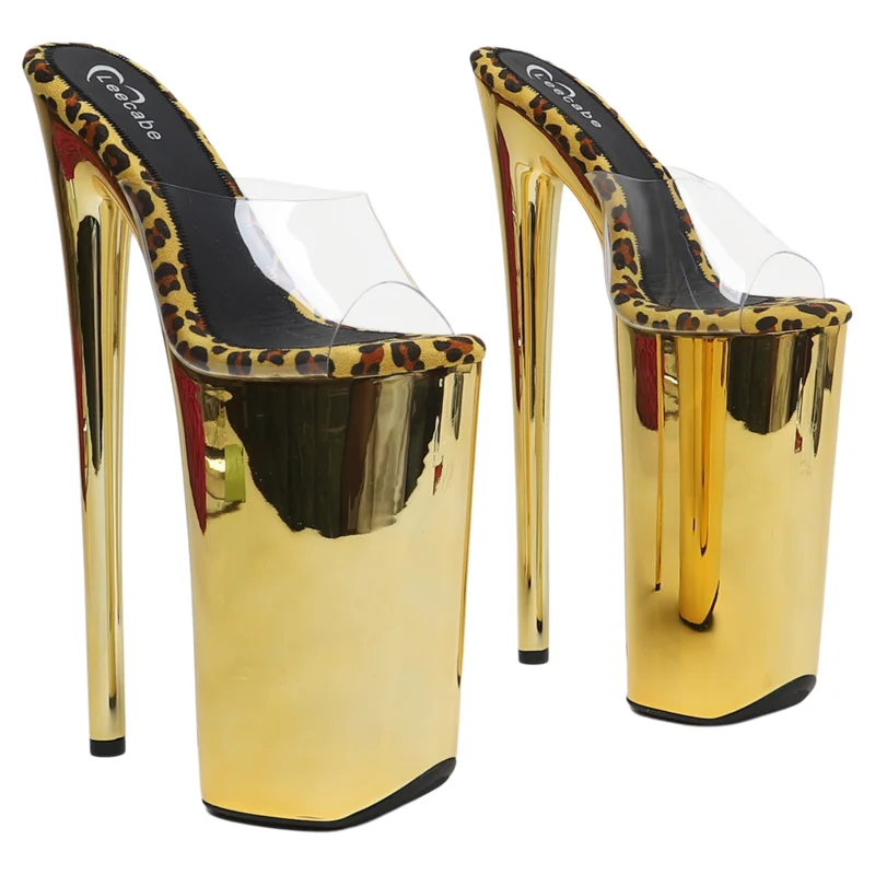 

Leecabe 26CM/10inches Clear PVC upper High Heel platform sexy exotic slipper sandals stripper heel Pole Dance shoes