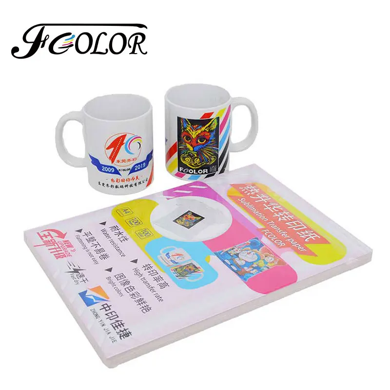 

FCOLOR 100 Sheets A4 Sublimation Paper Heat Transfer Paper Mug Polyester Tshirt Fabric Printing for All Inkjet Printer