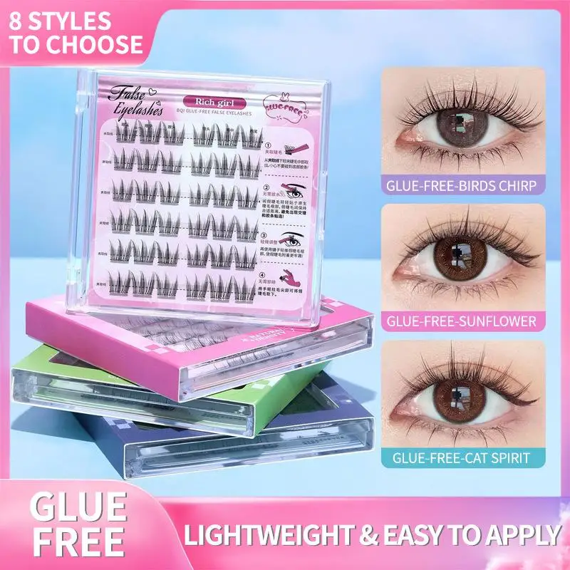 Glue-Free Fake Eyelashes No Glue Required Transparent Jelly Band 1 Box Pack Natural Look for Gift Makeup Lover Daily Use