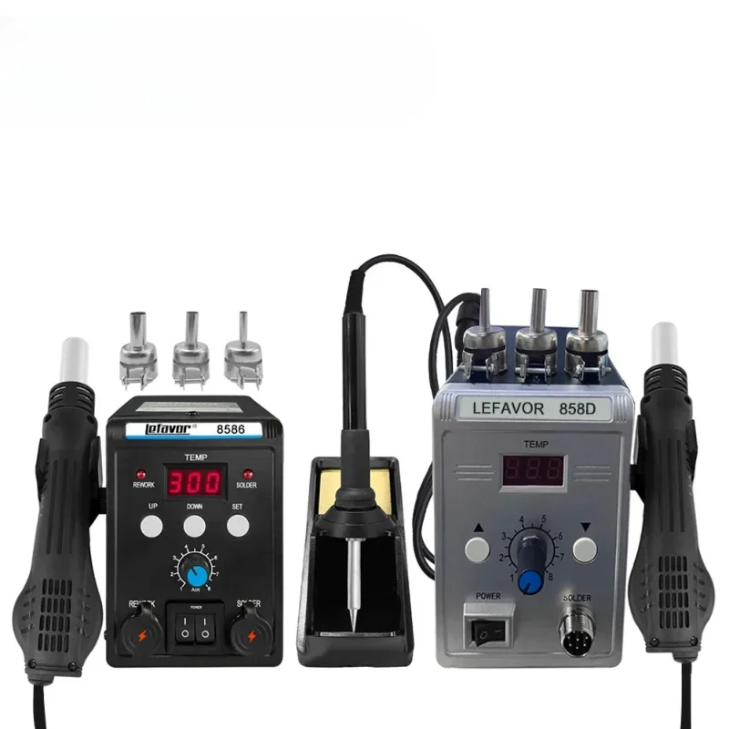 مسدس هواء ساخن 858D 8586 2 في 1 محطة لحام 700 واط 110 فولت 220 فولت بغا إعادة العمل مصلحة الارصاد الجوية SMT أداة إصلاح اللحام مسدس الحرارة LED لحام رقمي