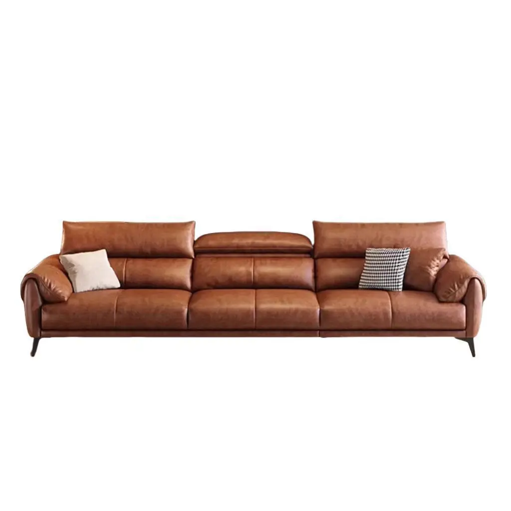 

Leather sofa, high-end modern living room ecological size apartment straight-row sofa