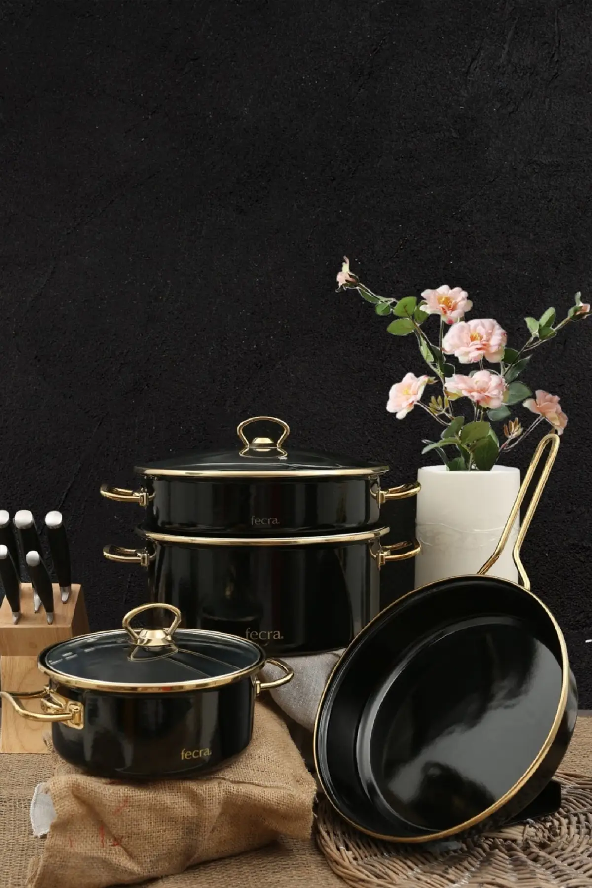 Enamel 7 Piece Black Cookware Set black pots new model pots different design tenere