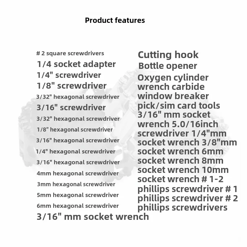 أداة متعددة الوظائف سوار فقي سوار الفولاذ المقاوم للصدأ الترباس سائق أدوات عدة ودية يمكن ارتداؤها الدراجة أداة خارجية متعددة المهام