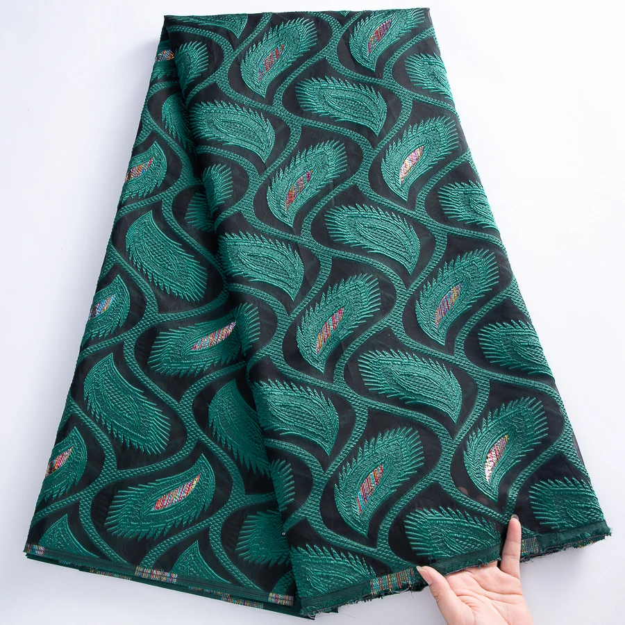 

African Jacquard Lace Fabric 5Yards - Premium Embroidered Brocade Tulle Lace For Bridal Gowns & Evening Dresses （2025 Design）​