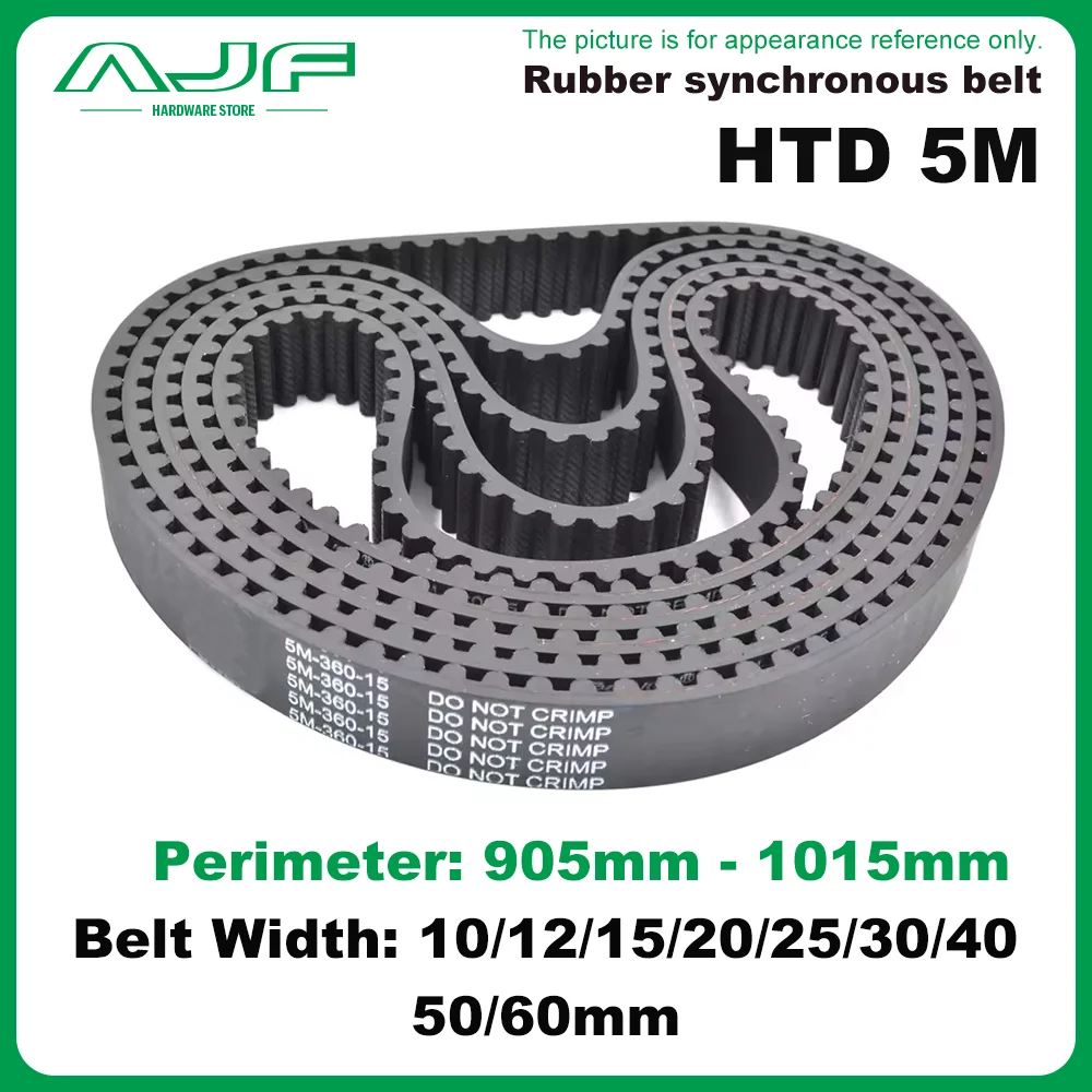 

Timing Belt HTD 5M Perimeter 905mm-1015mm HTD5M Drive Belt Synchronous Belt Width 8/10/12/15/20/25/30/35/40/50/60mm