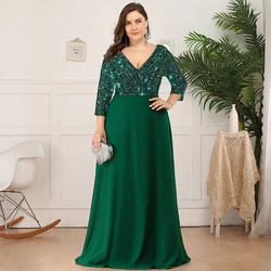 Elegant Sequin Chiffon Evening Party Long Dress for Women Fashion High Waist Maxi Formal Wedding Luxury Cocktail Clothes Vestido
