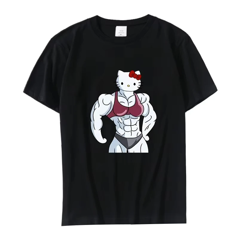 Kuromi Hello Kitty y sus amigos camiseta gráfica Anime músculo impreso dibujos animados Tops algodón mujeres manga corta Casual ropa suelta