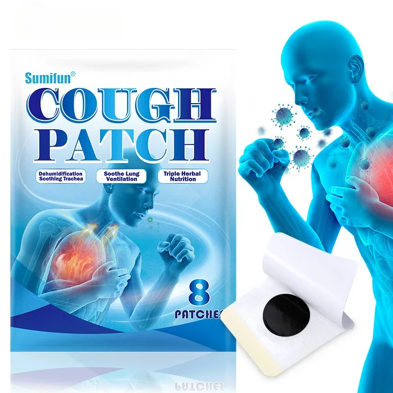 8pcs Cough Patch Asthma Cold Sore Throat Pneumonia Chinese Herbal Sticker Excessive Phlegm Anti-Itching Medical Plaster