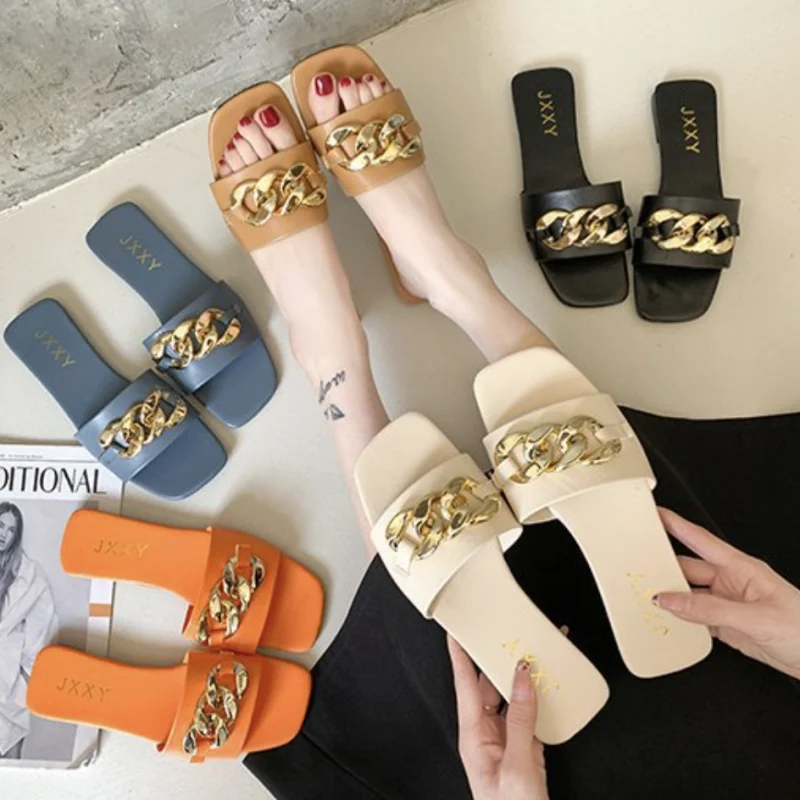 

Летние женские сандалии на плоской подошве, женские тапочки, повседневные удобные женские тапочки на плоском каблуке из искусственного материала, повседневная одежда