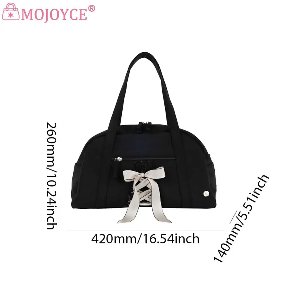 Ribbon Bow Gym Bag Simple Underarm Bag Large Capacity Fashion Shoulder Bag Multi-pockets Waterproof for Women Girls