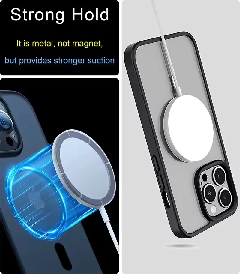 1-5PCS Metal Plate Sticker Ring For Magsafe Wireless Charger For iPhone Samsung Mobile Phone Magnetic Car Mount Holder Universal