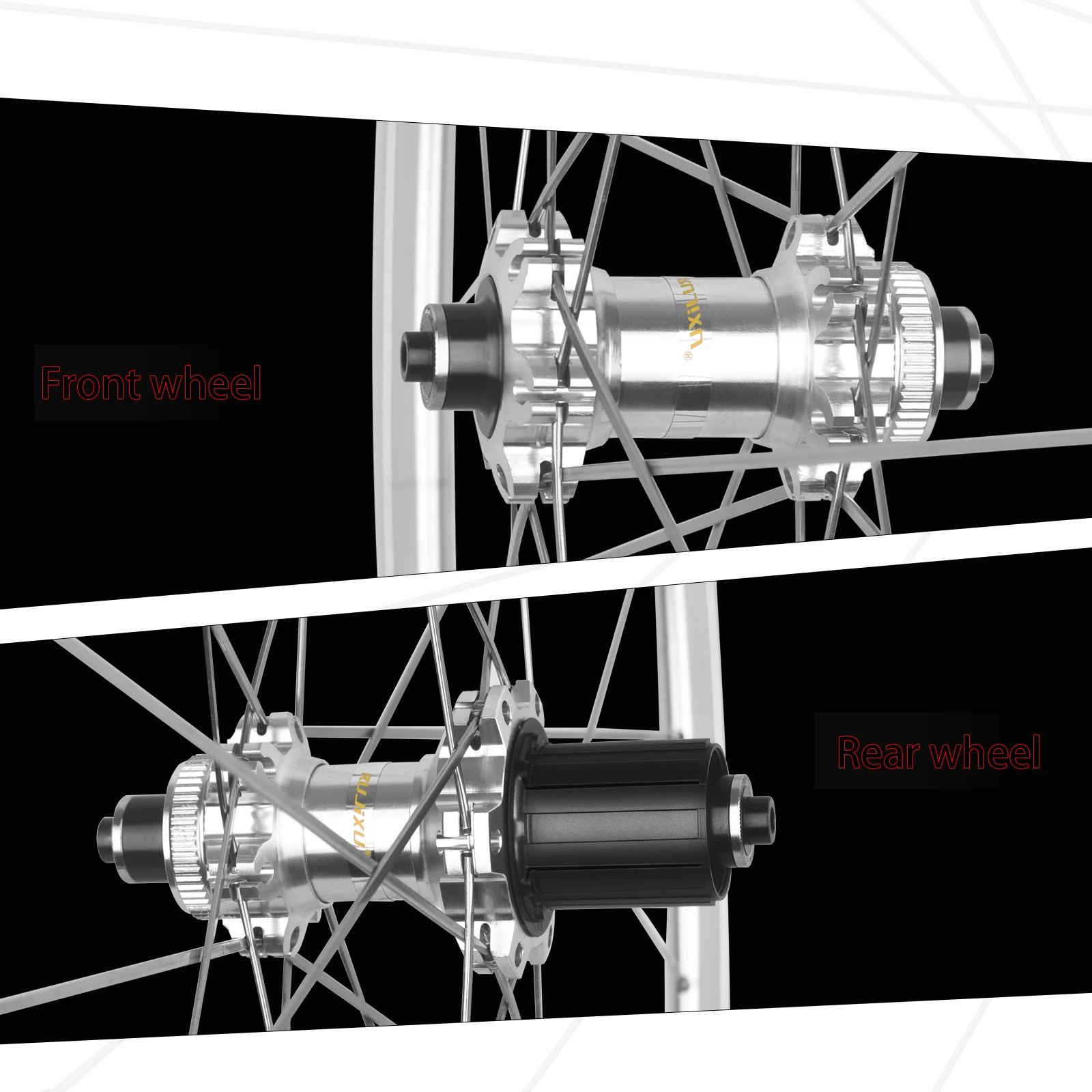 RUJIXU 700C Silberner Fahrrad-Laufradsatzrahmen, Straßenradpaket, V-Cdisc-Bremse, Rückenbremse, gerades festes Getriebe, 700C, 30 mm, 40 mm, 50 mm – Detail 6